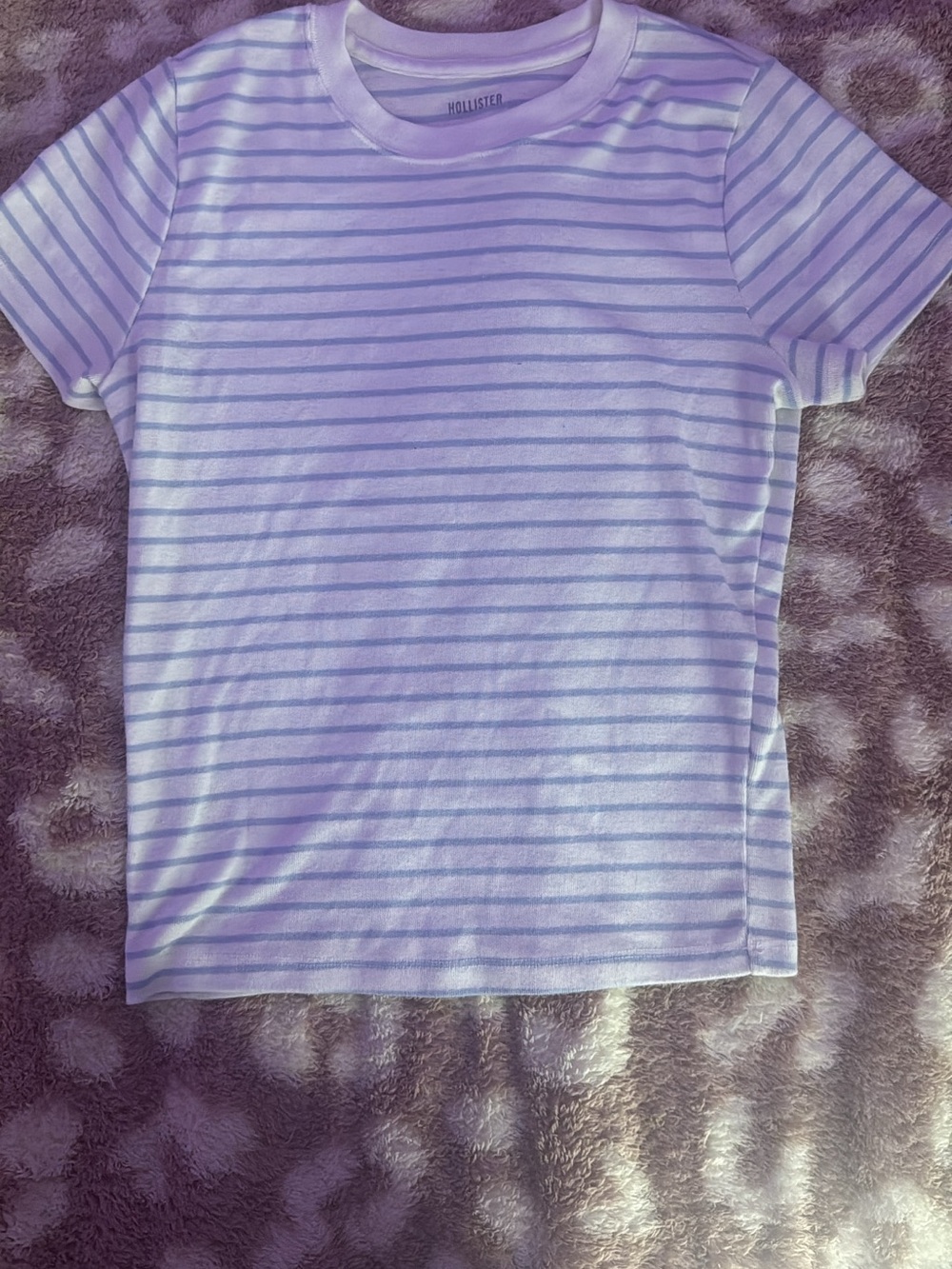 Hollister light blue & White Striped Short Sleeve Tee
